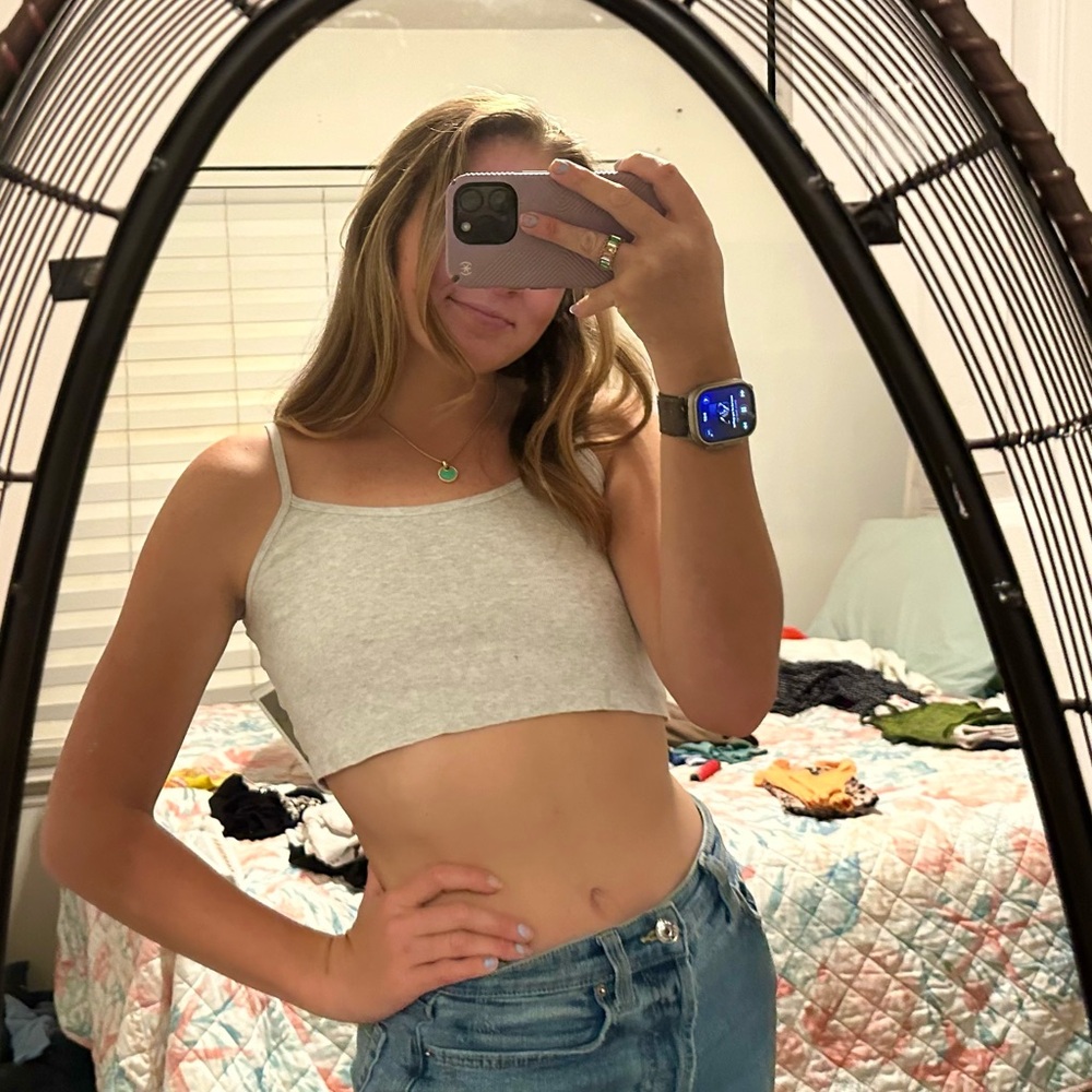 Brandy Melville Gray Cropped Cami Tank Basics Size Small